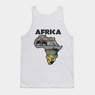 African Wildlife Continent Collage Map Tank Top